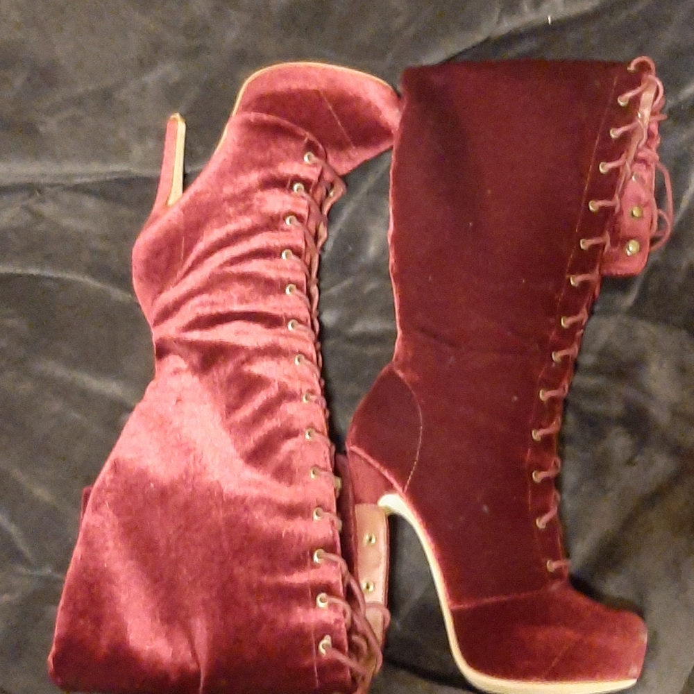 Burgundy heeled boots